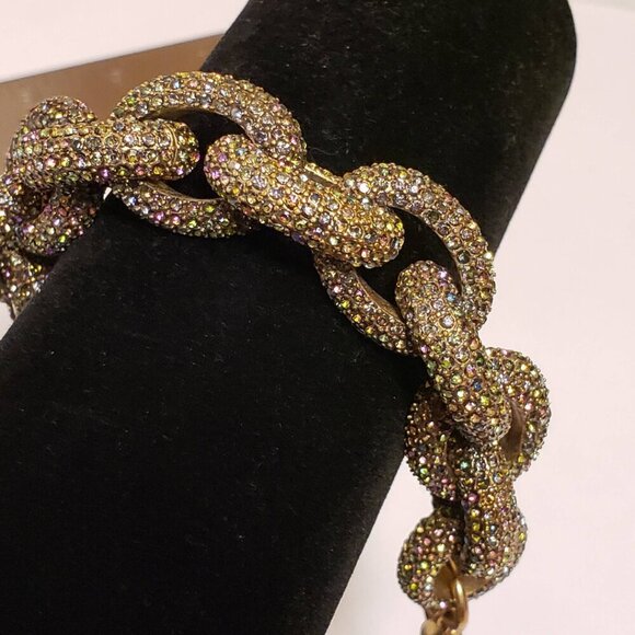 J. Crew Brass Pave Links Iconic Bracelet - Multicolor Stones - Picture 2 of 6